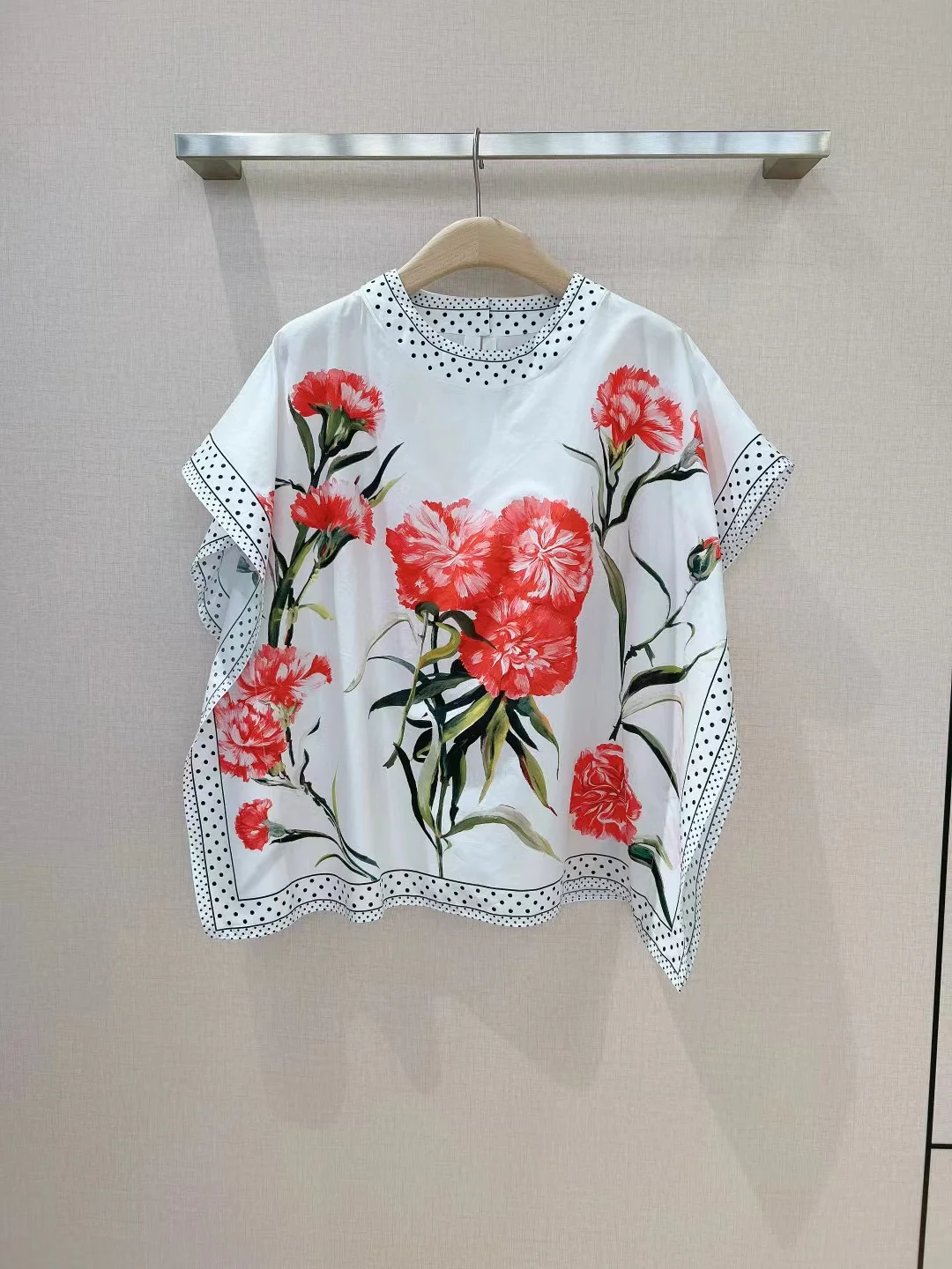 

Fyion Fashion Luxury Cotton Blouse 2023 Summer Spring New Design Women Runway Flowers Print High Quality Loose Blouse