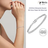 Dainty Full Moissanite Tennis Bracelet 18k Gold Plated 925 Sterling Silver D Color Lab Created Diamond Bracelet for Women Men 1