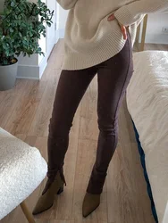 Women's Tall High Waist Jeans For Women Skinny Dark Blue Denim Pants Elastic Brown Trousers Light Blue Full Split Jeans Women