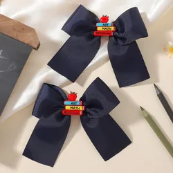 Kids Girls Navy Grosgrain Bow Hair Clips with Cute Book and Pencil Decor - Set of 2 - Other (FJ5619 - 2A - 3)