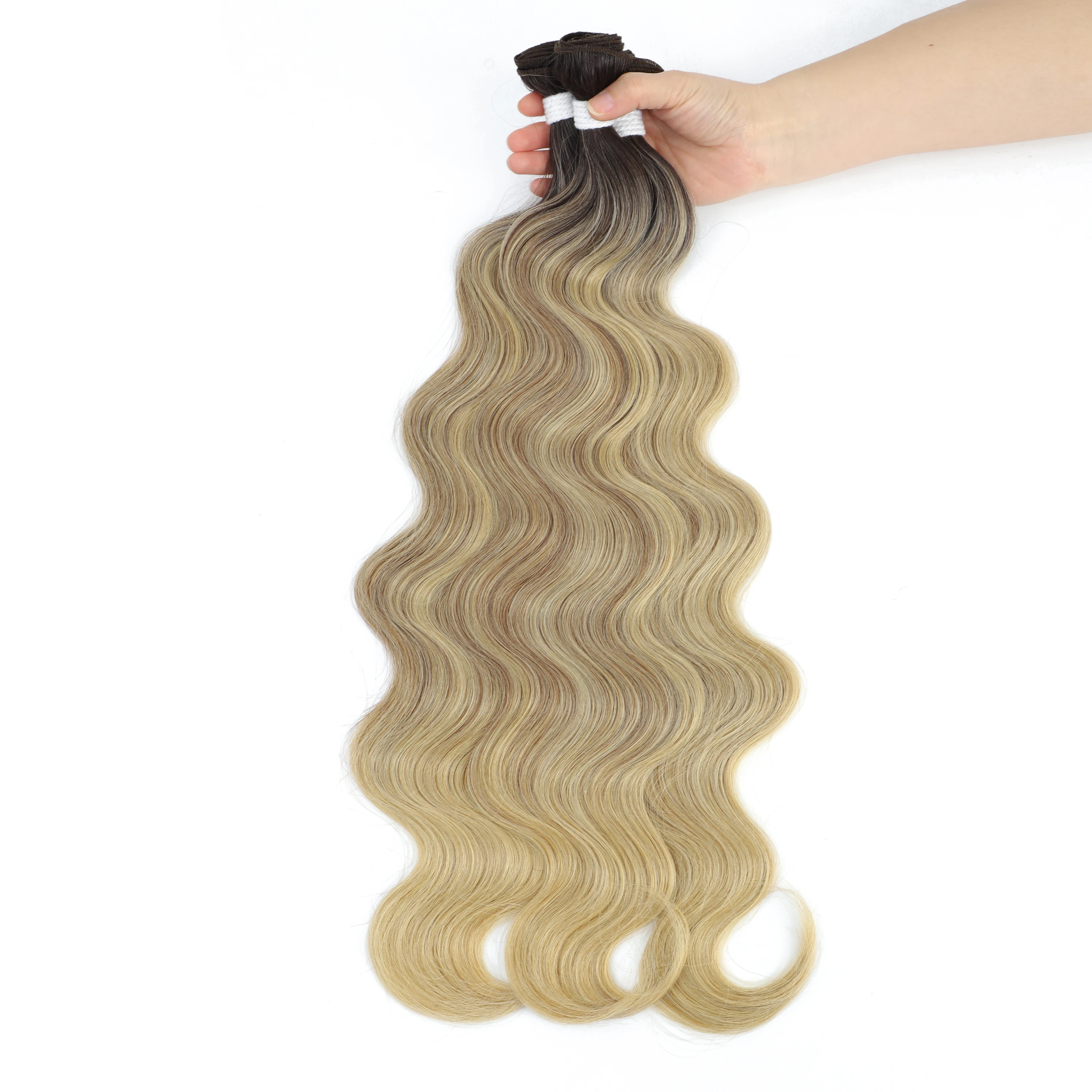Colorful body wave hair bundles piano blonde natural synthetic hair extensions ombre thick ponytail loose deep