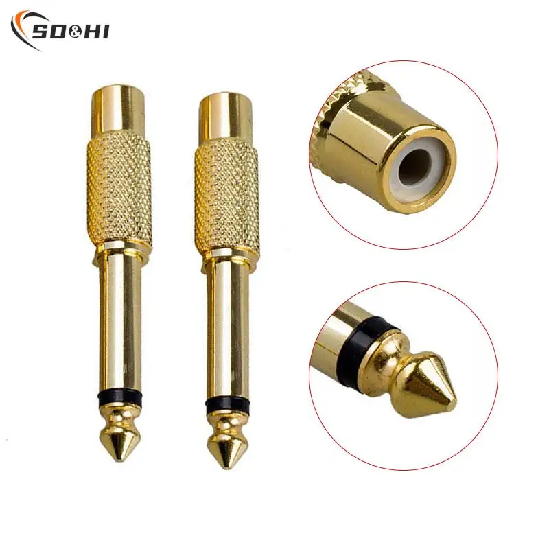 

2pcs Gold Plated 6.35mm 1/4" Male Mono Plug to RCA Female 6.5mm Jack Audio Stereo Adapter Connector Plug Converter Sound Mixer