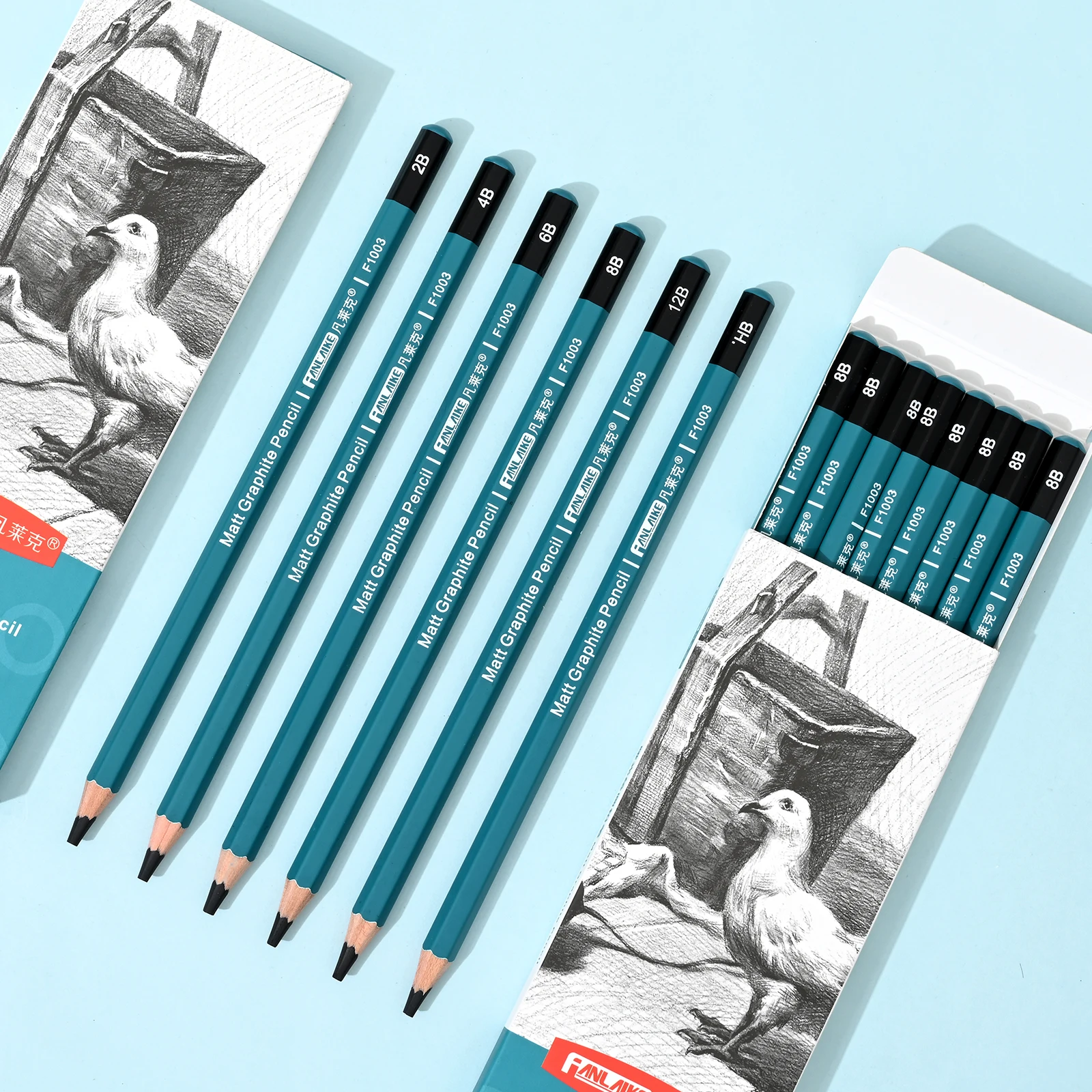 Matte Sketch Pencil Art Graphite Pencils Set HB, 2B, 4B, 6B, 8B,  12B, Mix For Painting Writing Shading Sketch Black Lead Design 2