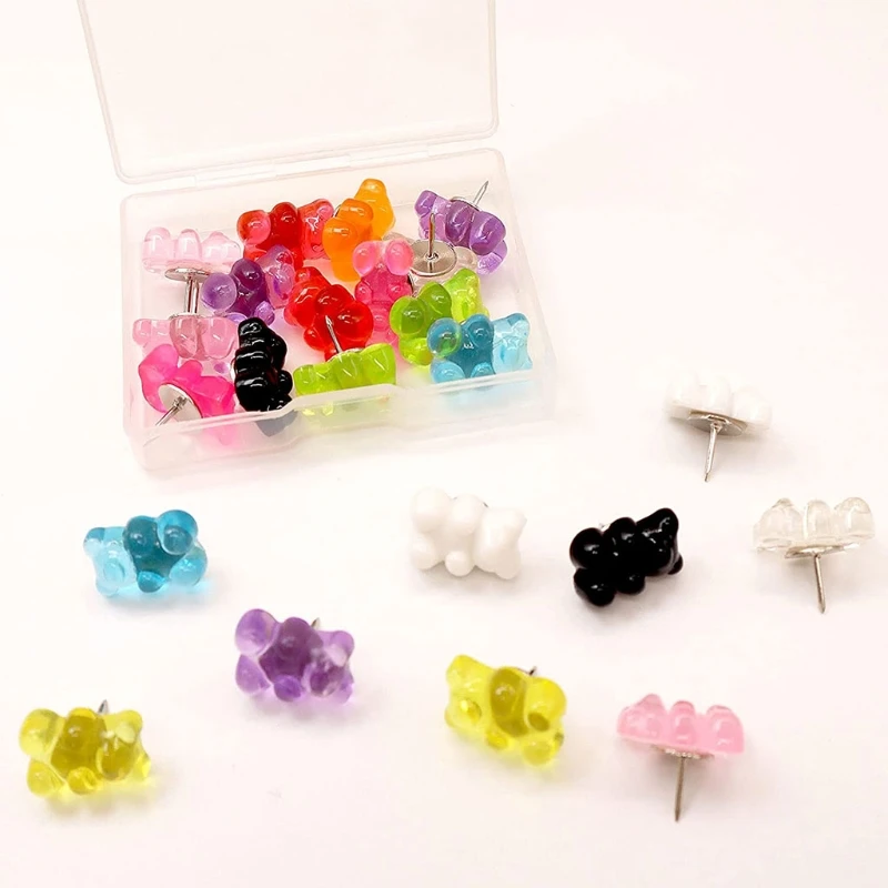 20 Pcs Bear Thumb Tacks ThumbNails PushPins Push Pins Decorative for Photos Wall Maps Bulletin Board Corkboards