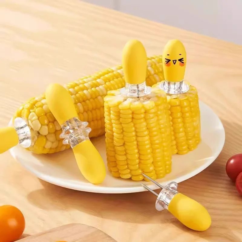 2Pc Stainless Steel Corn Cob Holders Handheld Anti Scalding Corn Needle for Home Cooking BBQ Parties Camping