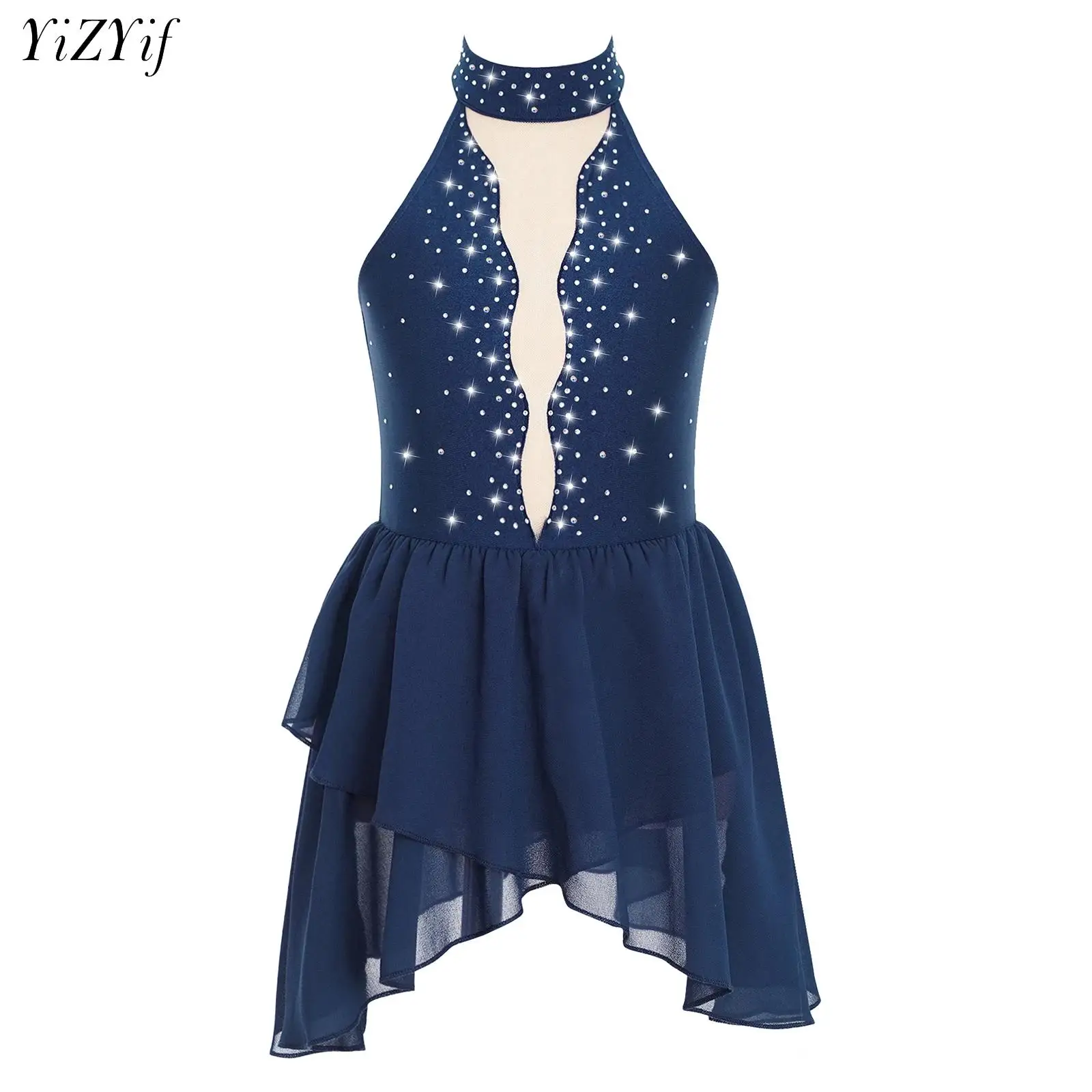 

Kids Girls Ballet Tutu Dress Modern Latin Jazz Samba Cha-cha Stage Performance Costume Sheer Mesh Sleeveless Leotard Dancewear