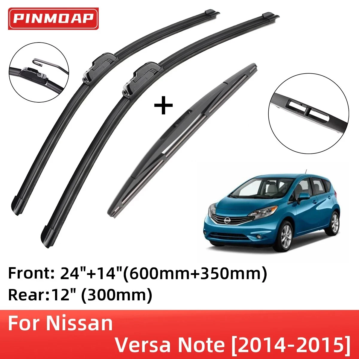 For Nissan Versa Note 20142015 Front Rear Wiper Blades Brushes Cutter