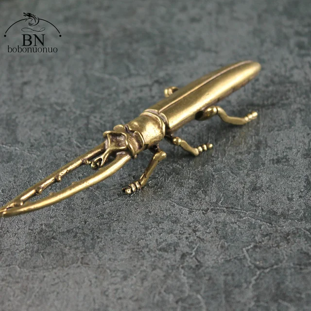 Antik Bronz 6 Stílusú Bogarak Miniatűr Figurák Asztali Dekorációk Tiszta Sárgaréz Rovar Tea Háziállatok - Image 6