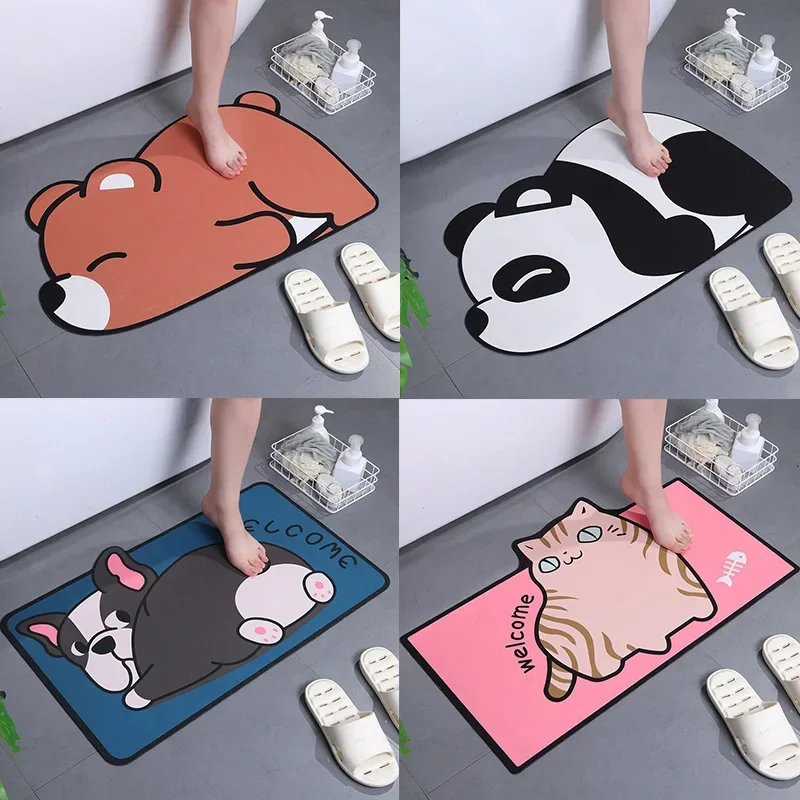 

Cartoon Panda Bath Mat Super Absorbent Bathroom Mat Cute Animal Rug Bedroon Floor Carpet Home Entrance Shower Bathroom Foot Mats
