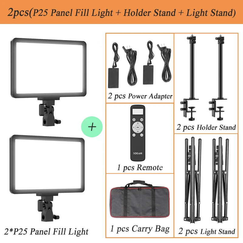 Sokani P25-Luz LED de relleno, Panel de estudio profesional, luz de vídeo  para e-sports