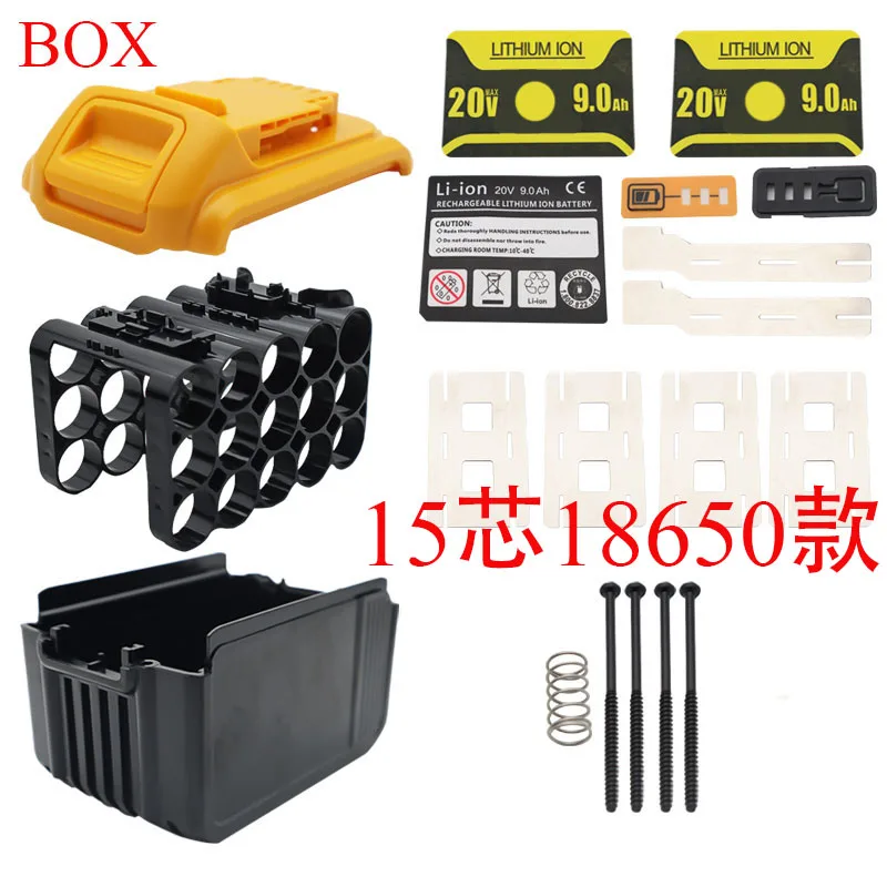 15X18650 팩 박스 DeWalt 20V 리튬 이온 배터리 플라스틱 케이스 XR 18V DCB183 DCB203 DCB204 DCB200 DCB206 쉘 하우징