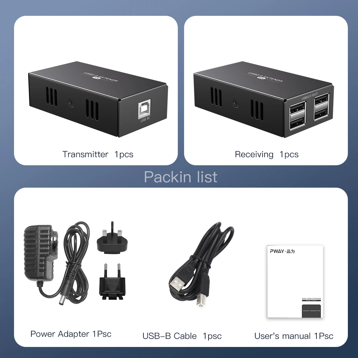 USB extender RJ45 with power supply Active USB extension cord 50M USB 2.0 Over C