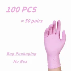 100PCS Pink Nitrile Disposable Gloves - Latex-Free, Multi-Purpose for Home and Professional Use (Pink 100PCS)