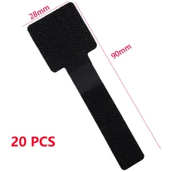 Self-Adhesive Reusable Cable and Cord Organizer Straps (Black 20 pcs)