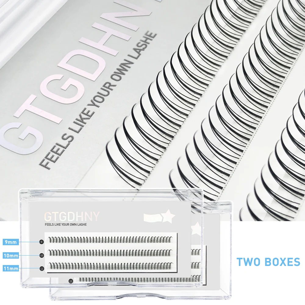 Dual Pack DIY Cluster Eyelash Spikes - FishTail 3D Heat Bonded Premade Fan