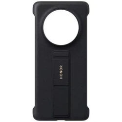 Premium PU Leather Case with Bracket Stand - Ultra-Thin Shockproof Bumper Cover for Magic 5 Pro (Black)