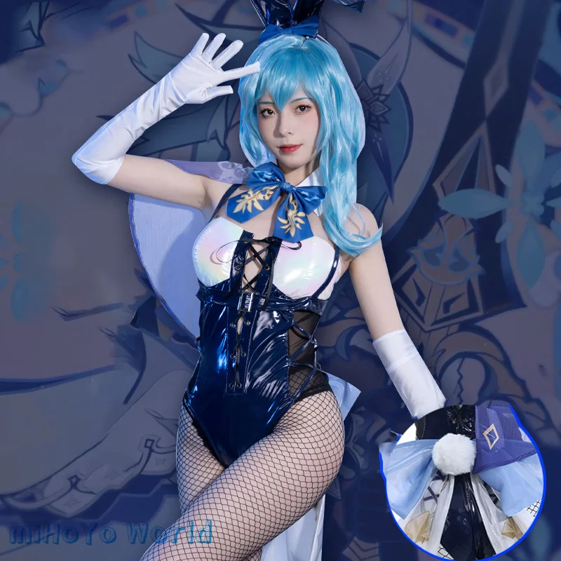 

Game Genshin Impact Eula Cosplay Costume Sexy Bunny Girl Suit Leather Jumpsuit Eula Bunny Suit Rabbit Jumpsuit Cos Birthday Gift