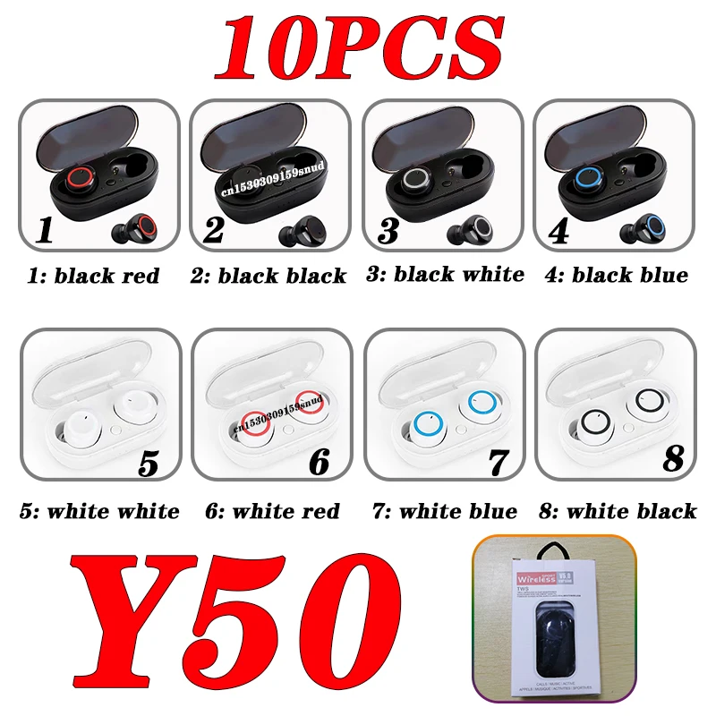 

Lot 10pcs Y50 Wholesales Tws Bluetooth Headphones Earphone Wireless Headset Smart Sports Gaming Earbuds Hifi Stereo Pk F9-5c