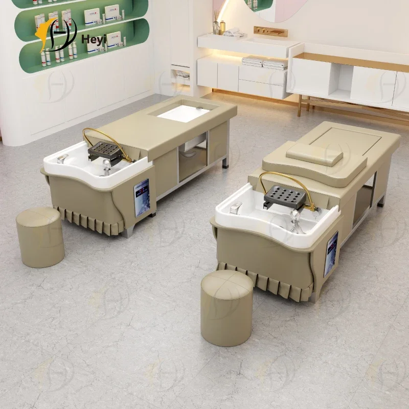 thai head spa lay down washing hair chair salon electric pedicure massage shampoo tables bed with water circulation steamer 3