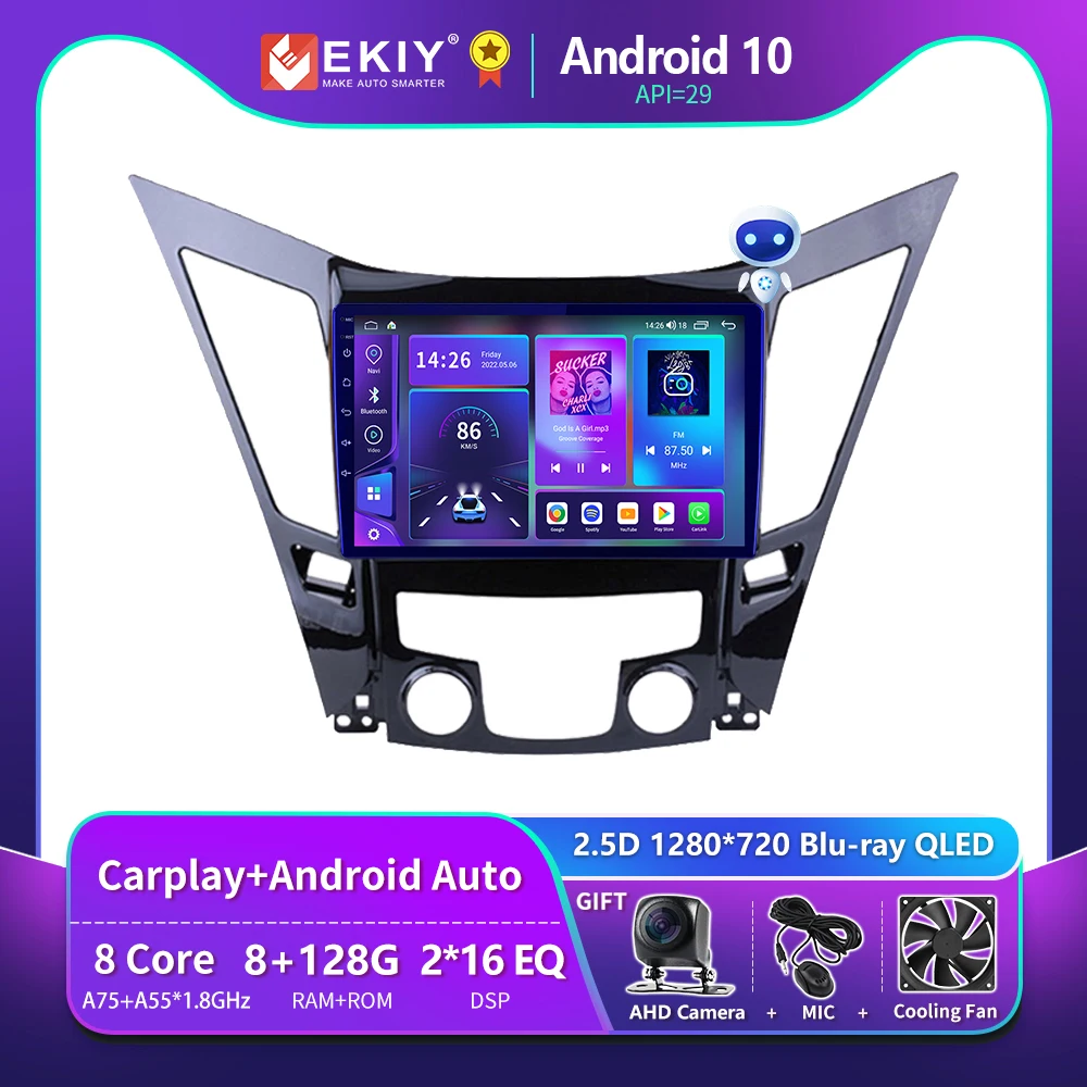 EKIY T900 For Hyundai Sonata YF Android All-in-one 2009 - 2015 Car Radio Multimedia System Navigation GPS No 2 Din DVD Player BT