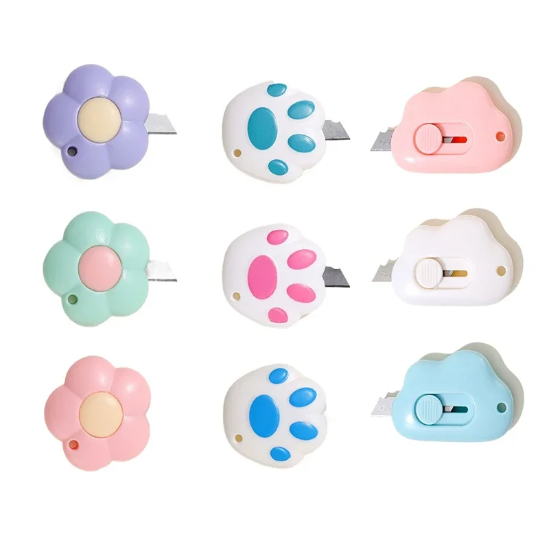 Mini Utility Knife Cute Flower Children's Student Handmade Knife Paper Cutter Unpacking Artifact Cloud Mini Box Cutter
