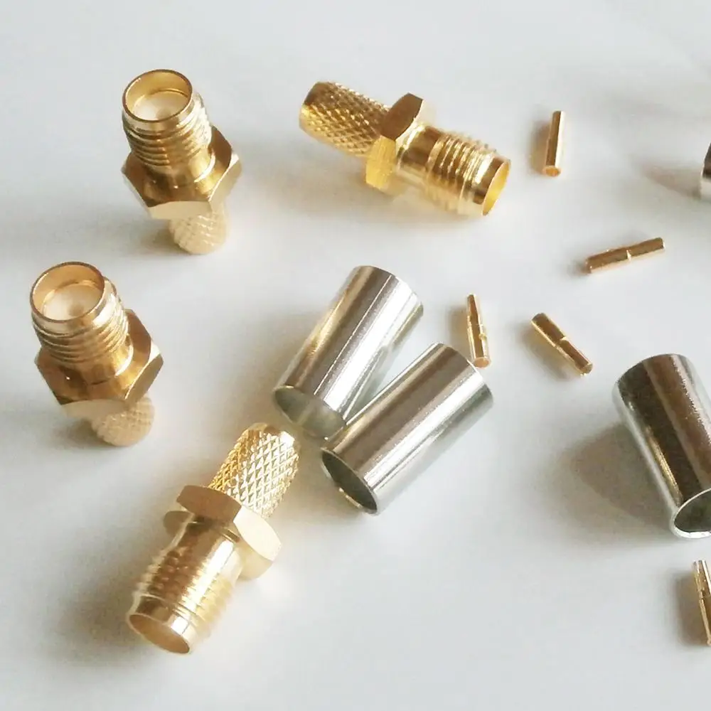

10X Pcs RF Coax Connector Socket SMA Female Jack Crimp for LMR195 RG58 RG142 RG223 RG400 Cable Plug Gold Coaxial High-quality