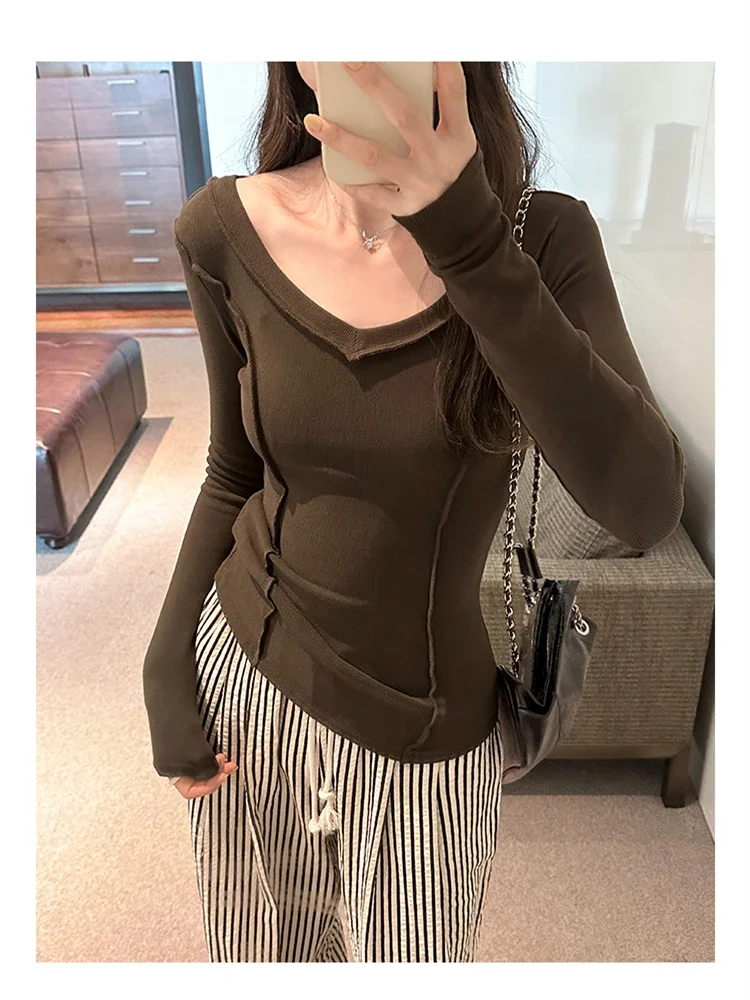 

Autumn Women T Shirt Girls T-Shirt Woman Clothes Tops Cotton Slim Tshirt Female Long Sleeve Crop Top Y2k Spring Tee Sexy White