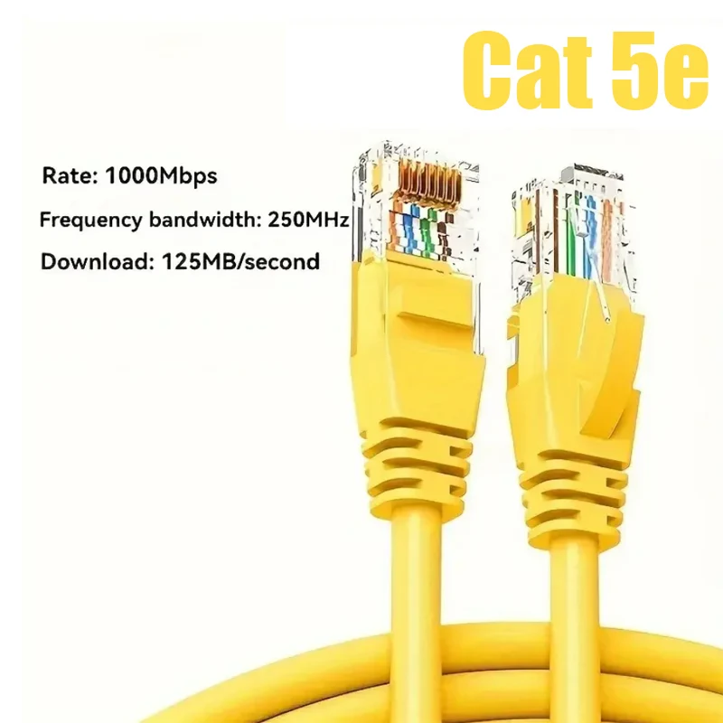 High-Speed Cat 5E RJ45 Connectors, Network Wire High Speed  Cat 5e Round 1000Mbps,  Ethernet Cable
