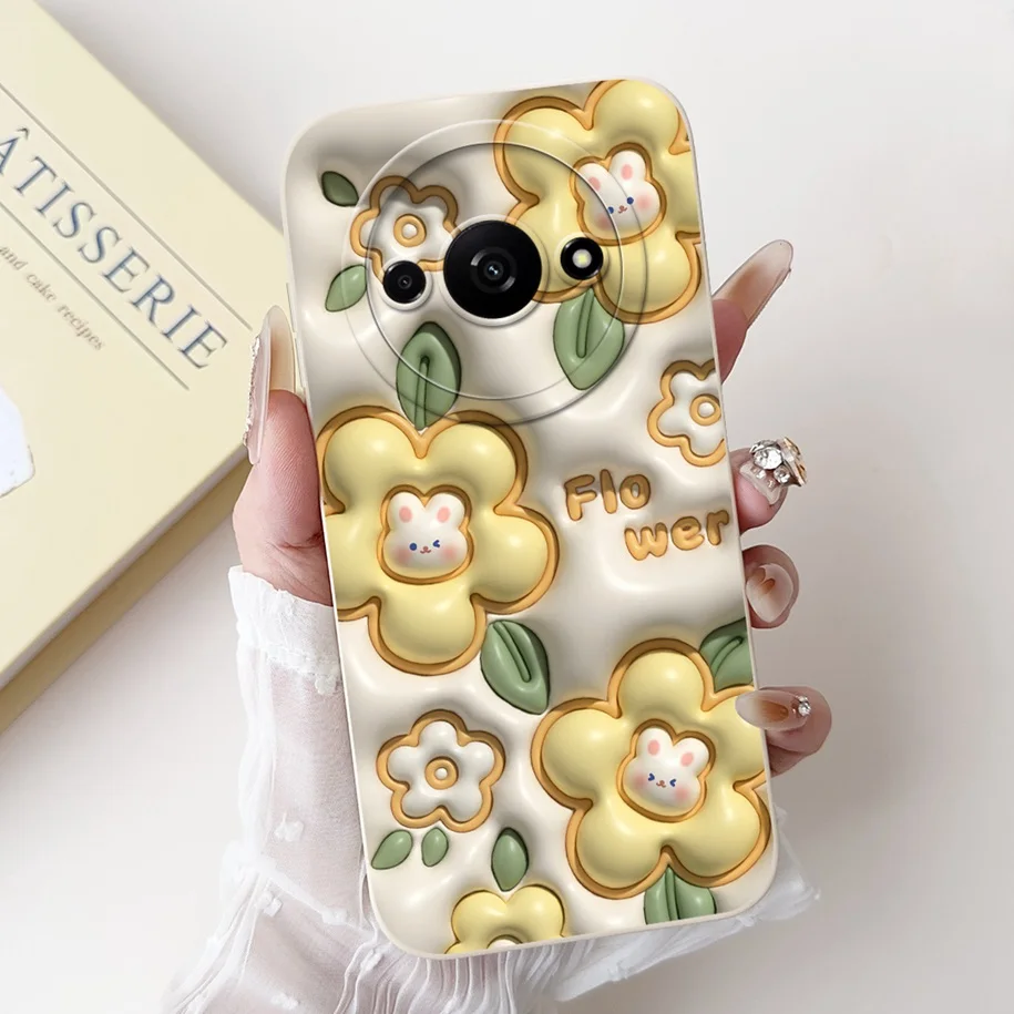 2024 New Fashion Flower Square Silicone Camera Lens Protective Cover
