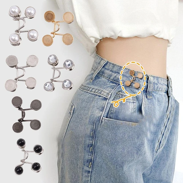 Pearl Jeans Button Pins Pant Snap Fastener Adjustable Tightener Waist DIY  Clothing Jeans Sewing-free Buttons Waist - AliExpress