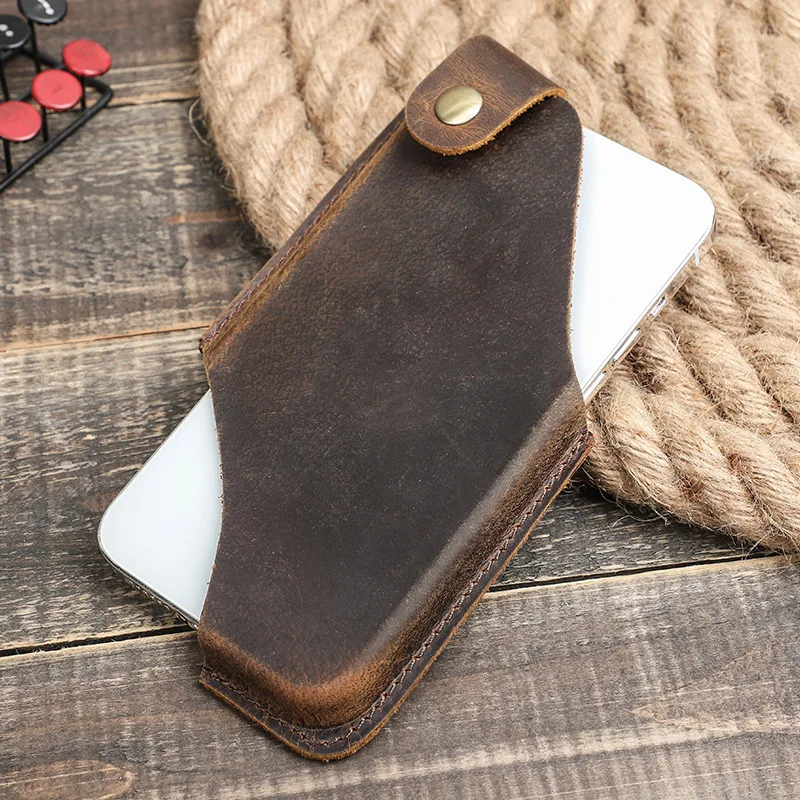 Leather Waist Bag Cellphone Holster Mens Belt Bag Phone Pouch Wallet Case for Phone 6.7 inch cartera de cuero para celular