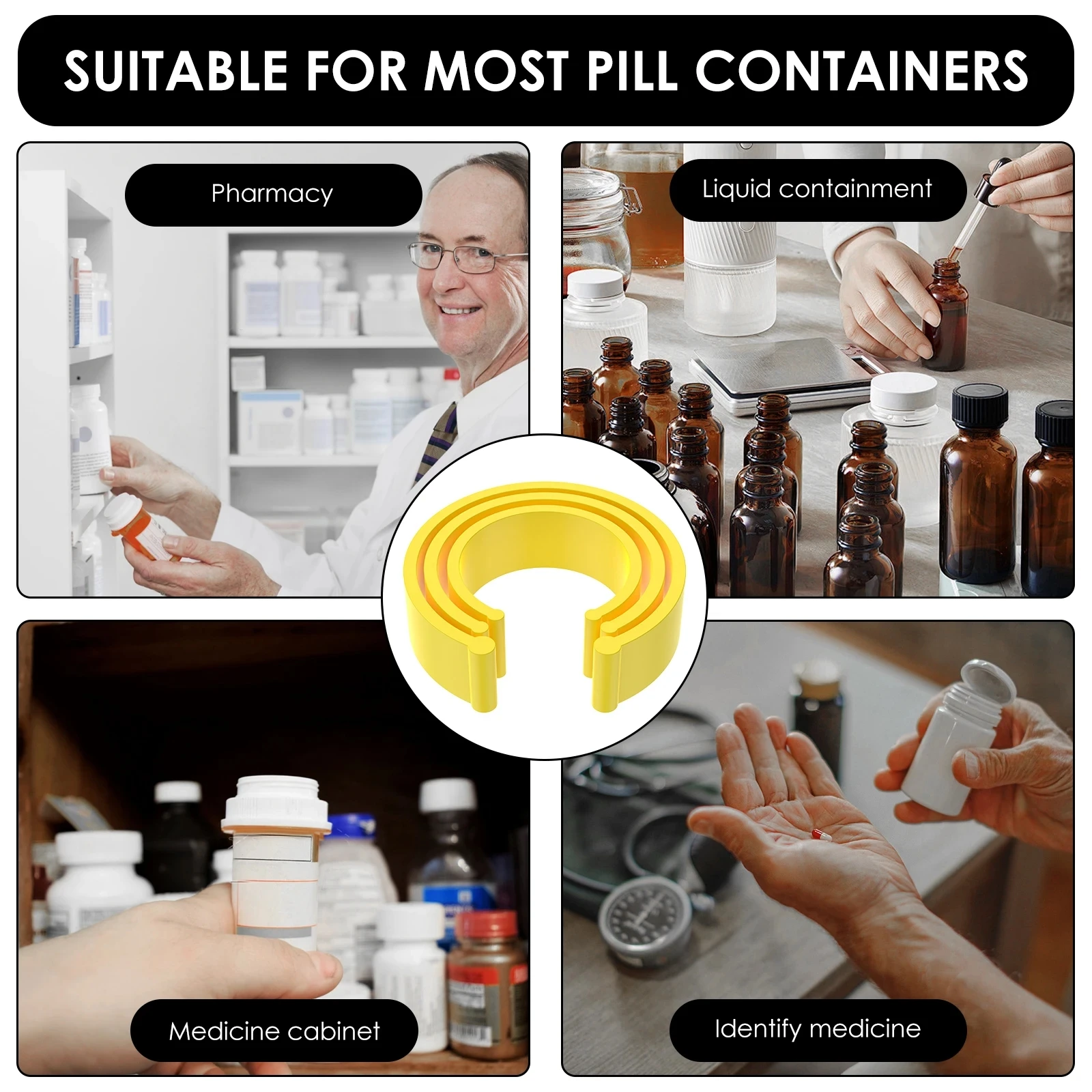 Medicine Bottle Clips for Easy Medication Identification Portable Pill Bottle Clip with Marker Labels Pen, Perfect for Daily Use