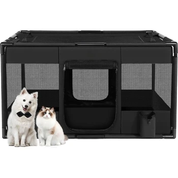 Dog Playpen,Fabric Dog Fence, Portable Soft Dog Cat Kennel Crate,Breathable Exercise Pet Playpen for Dogs,PVC Pipe Frame 1