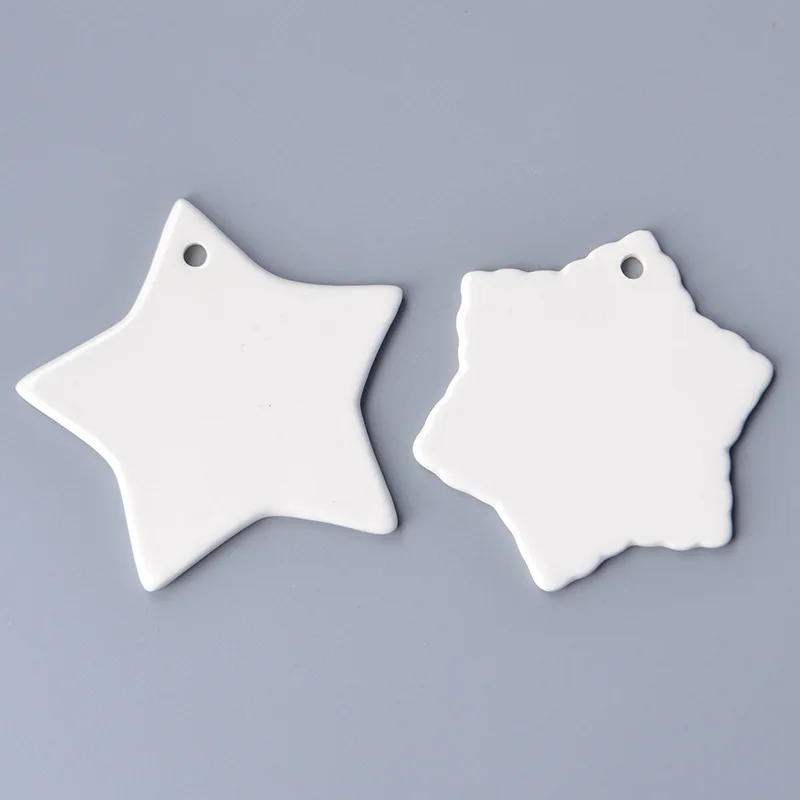 10PC Sublimation Blank Ceramic 3 inch Round Star Pendant Circle Christmas Ornaments Xmas Tree Decor Double Sided Printing