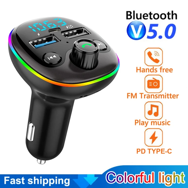 Kit de manos libres para coche, transmisor FM con Bluetooth, reproductor  modulador MP3, tarjeta TF, receptor auxiliar USB 3.1A, TYPE-C USB Dual, cargador  rápido - AliExpress