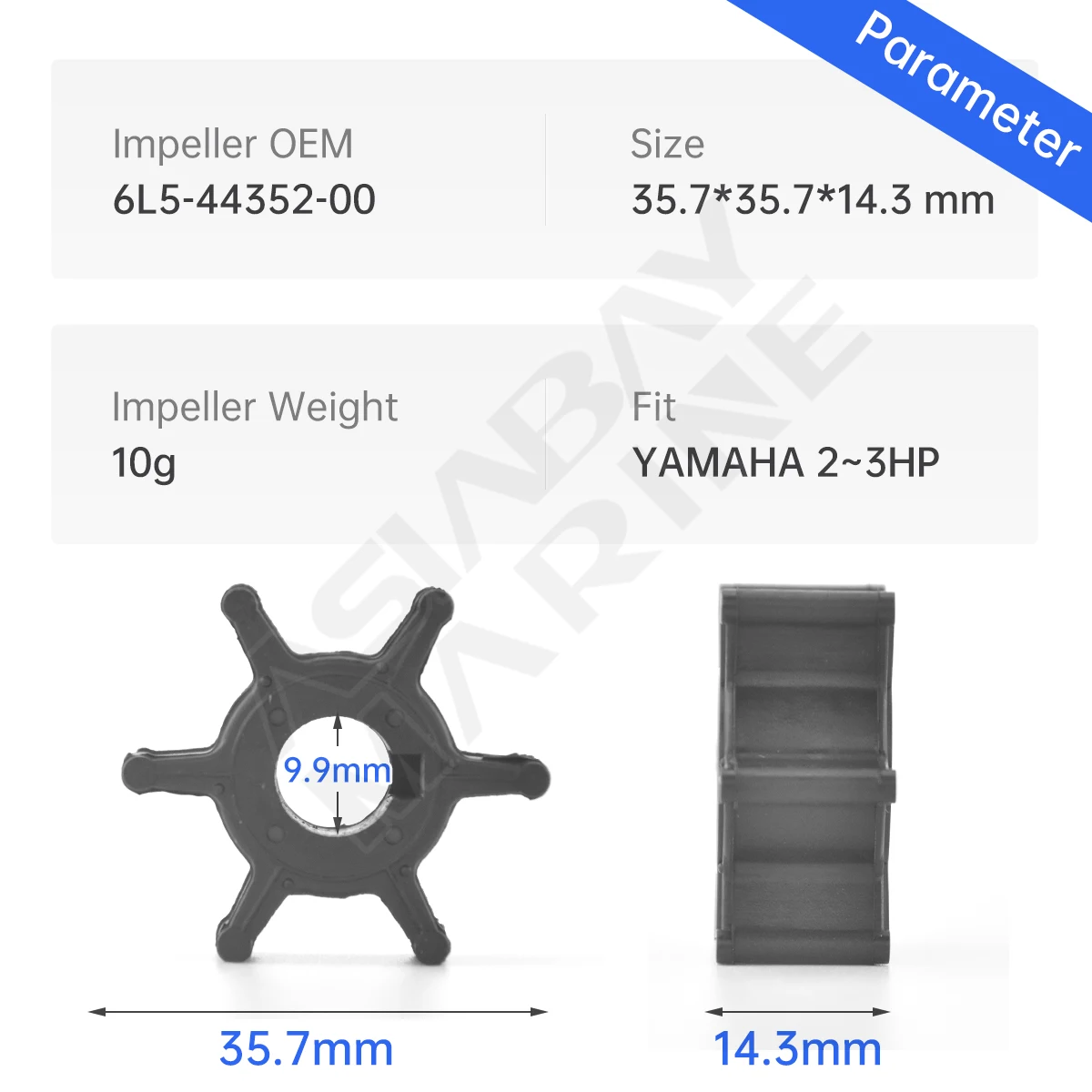 Yamaha 4-Stroke 2.5hp Outboard Motor Water Pump Impeller 6L5-44352