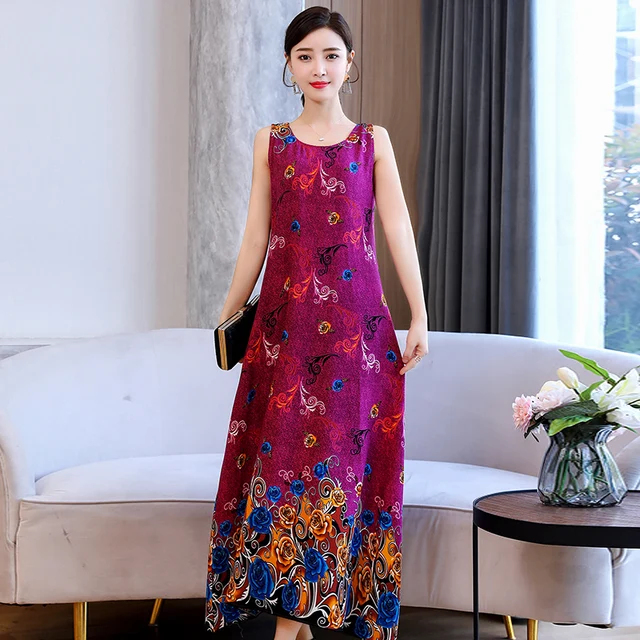 20 Colors Summer Long Dress 2022 Loose Summer Clothes for Women Everyday Dresses Casual O-Neck Elegant Sleeveless Women Dress 5