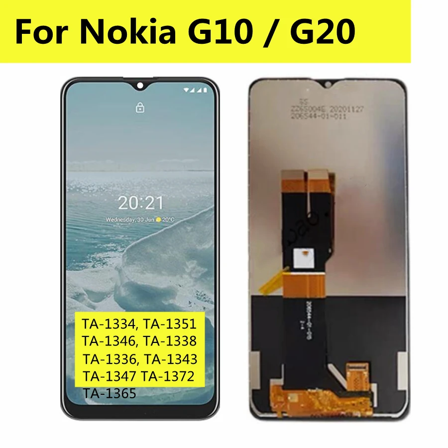 

6.52" Tested For Nokia G10 G20 LCD Display Touch Screen Digitizer Assembly TA-1334 TA-1351 TA-1346 LCD