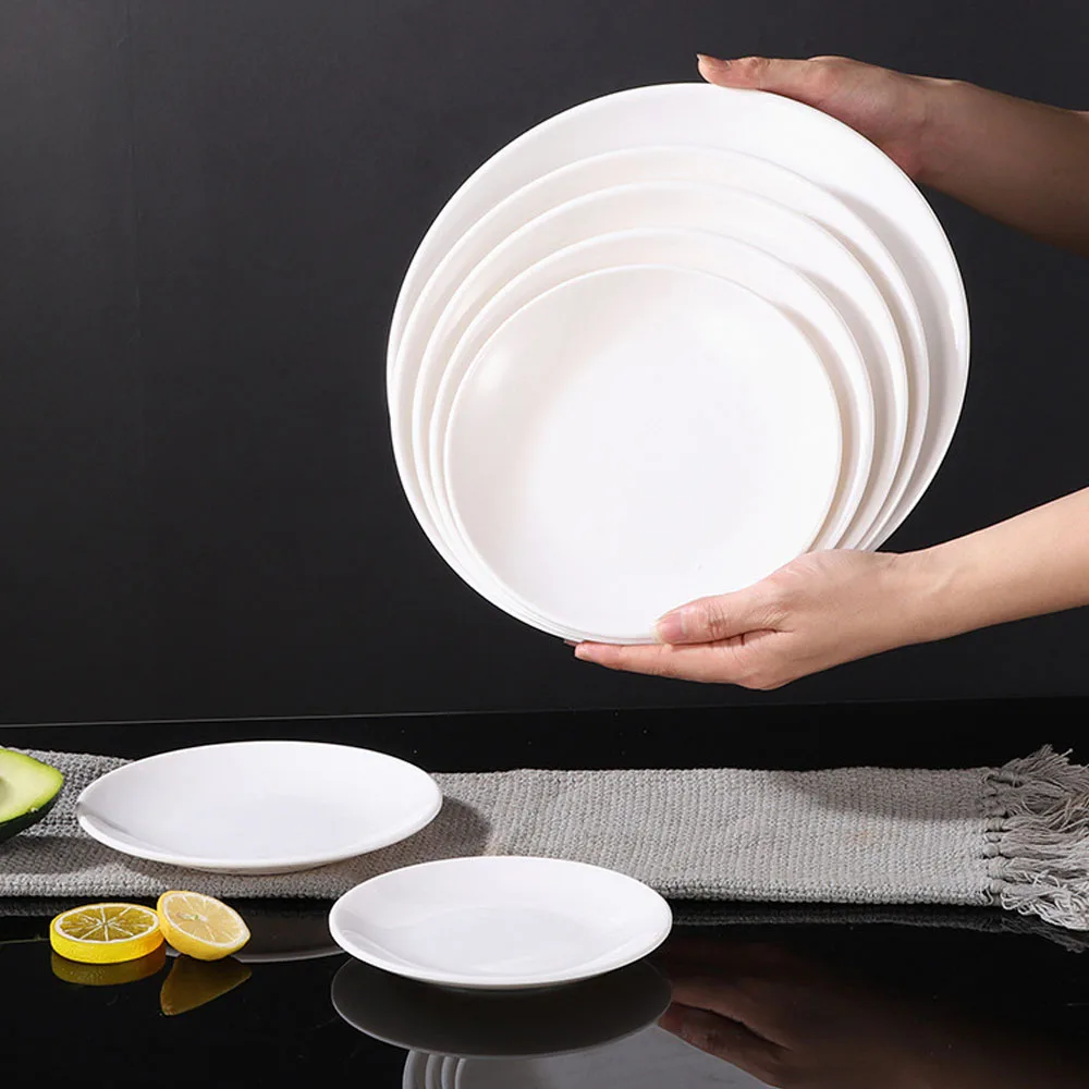 6 Pack Food Serving Dishes Plates Melamine Plates Set Snacks Appetizer-White