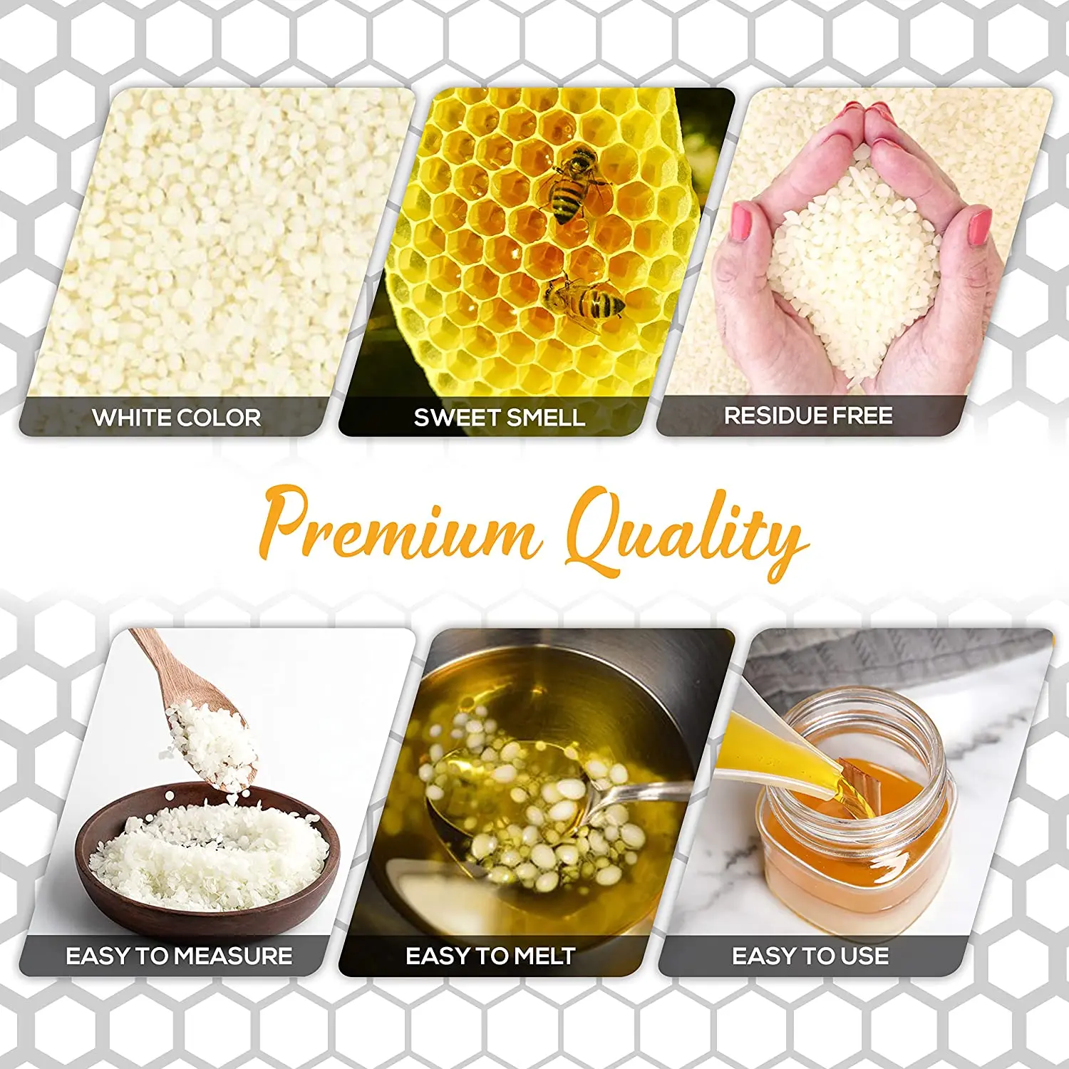 Handmade Beeswax Pellets-100% Grade Natural Pure Triple Filtered Beeswax Great for DIY Candles Making Kits (White 2lb)