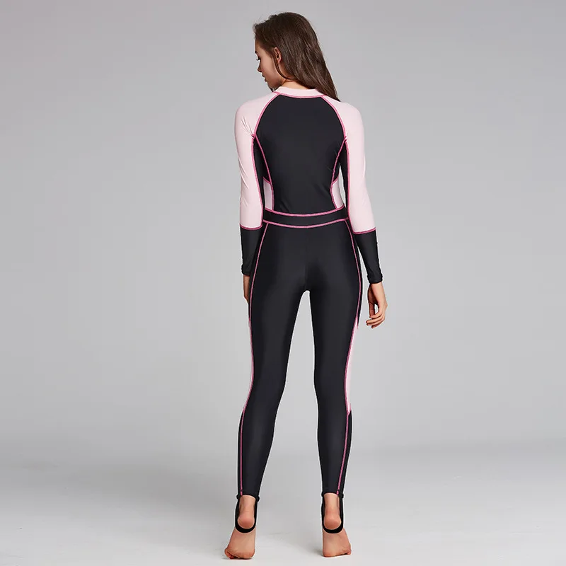 Women wetsuit long sleeve swimsuit surf scuba full body diving suit UV sun protection water sport one piece Lycra clothing