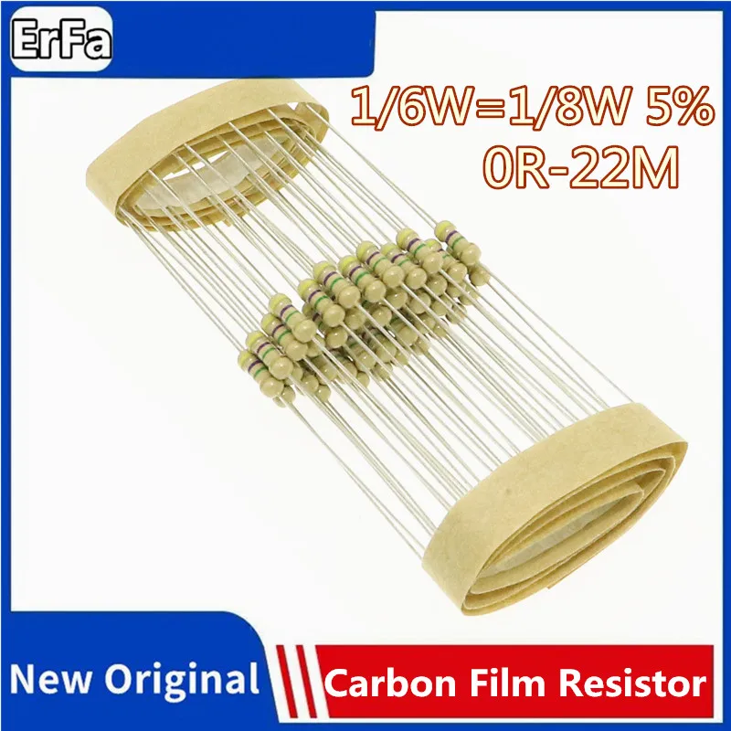 

100pcs 1/6W 1/8W Carbon Film Resistor 0.125W 5% 0R ~ 22M 3.3R 4.7R 110R 130R 150R 200R 430R 1K 2.2K 10K 47K 1 2.2 10 22 47 ohm