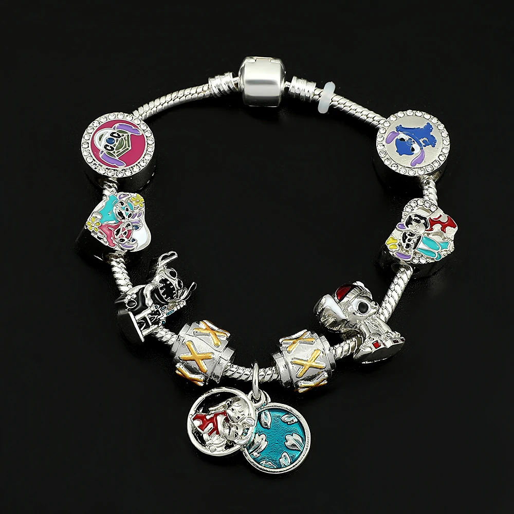 Bracelet en cuir Disney Lilo & Stitch, bijou de dessin animé, bijou de  temps, bijou bleu, pour garçons et filles, ornement de mode rétro, cadeaux  pour femmes - AliExpress