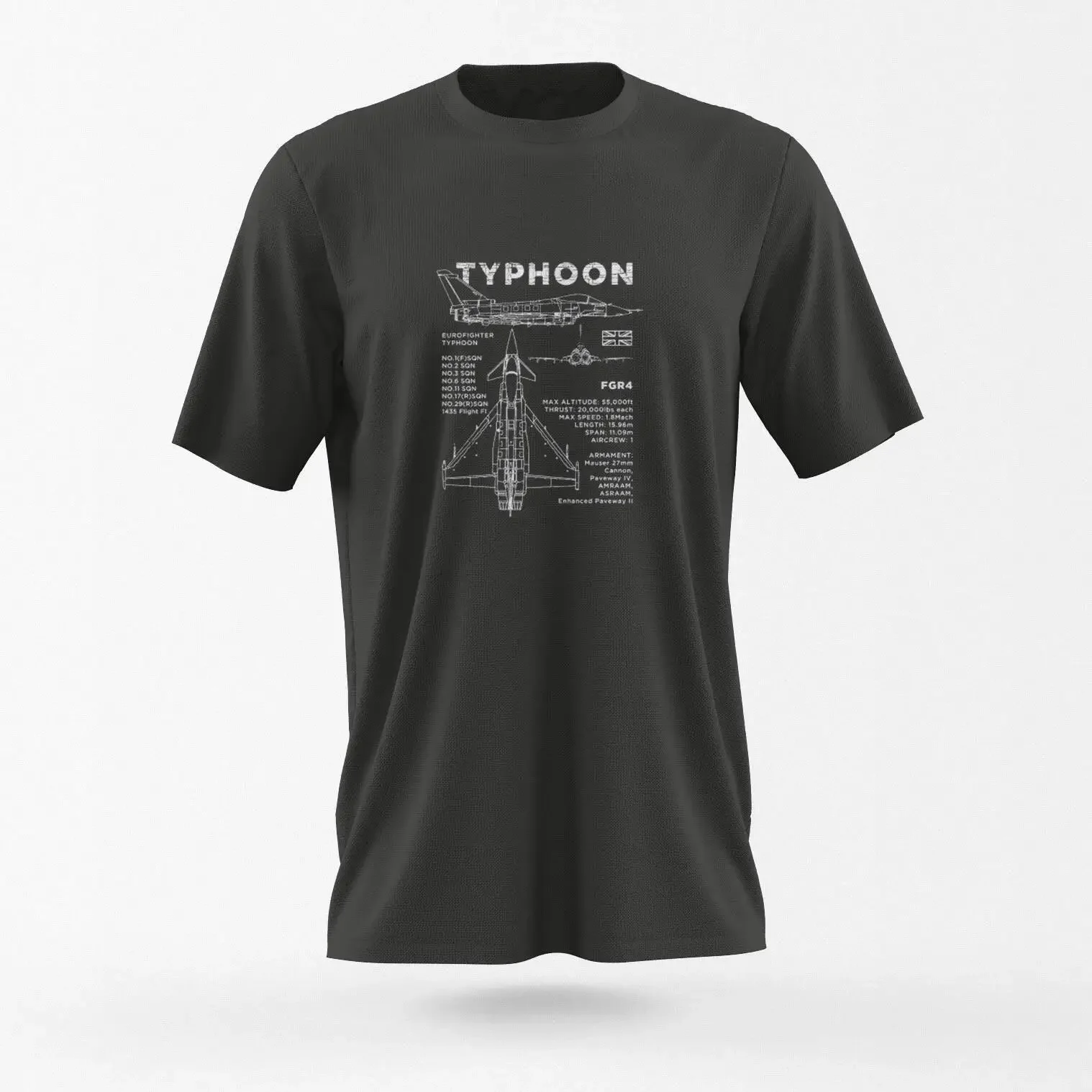 

Eurofighter Typhoon United Kingdom Air Force Tshirt Short Sleeve Casual 100% Cotton Shirt