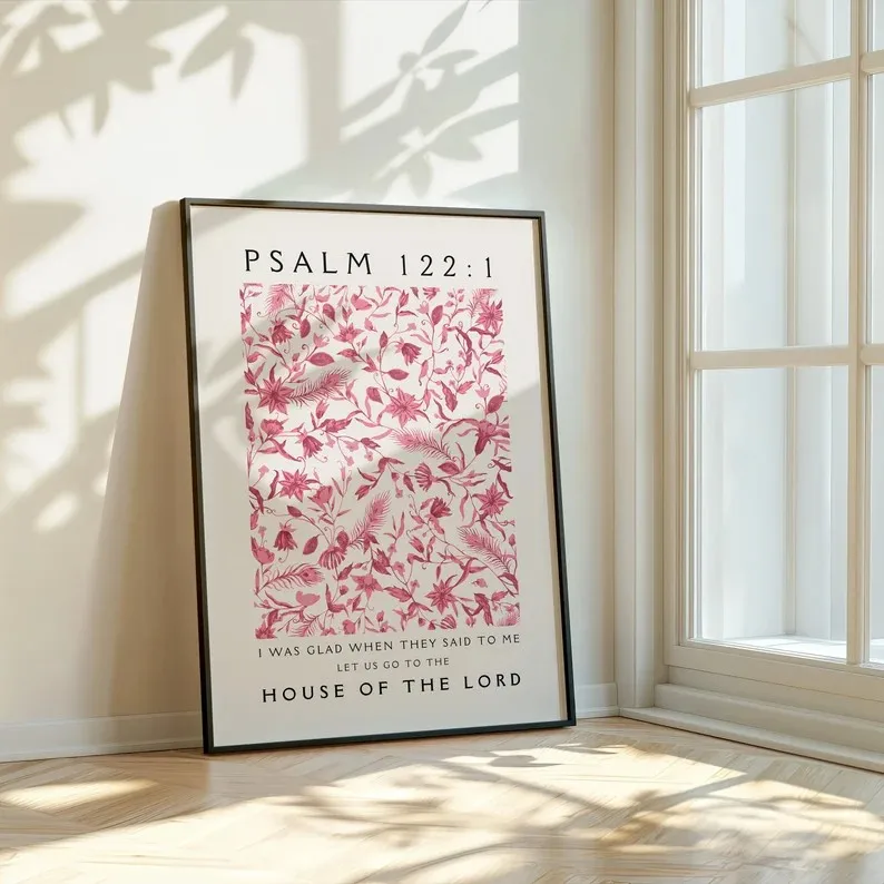 Description Picture 6 of itemPink Christian Verse Prints Posters Vintage Bible Wall Art Canvas Painting Modern Living Room Bedroom Home Aesthetic Decoration