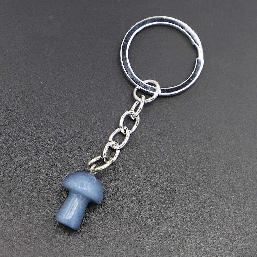 Natural Crystal Agate Mushroom Keychain Bag Hanging Decoration Fashion Cute Keyring Jewelry Accessories Gift Wholesale 10Pcs/Lot