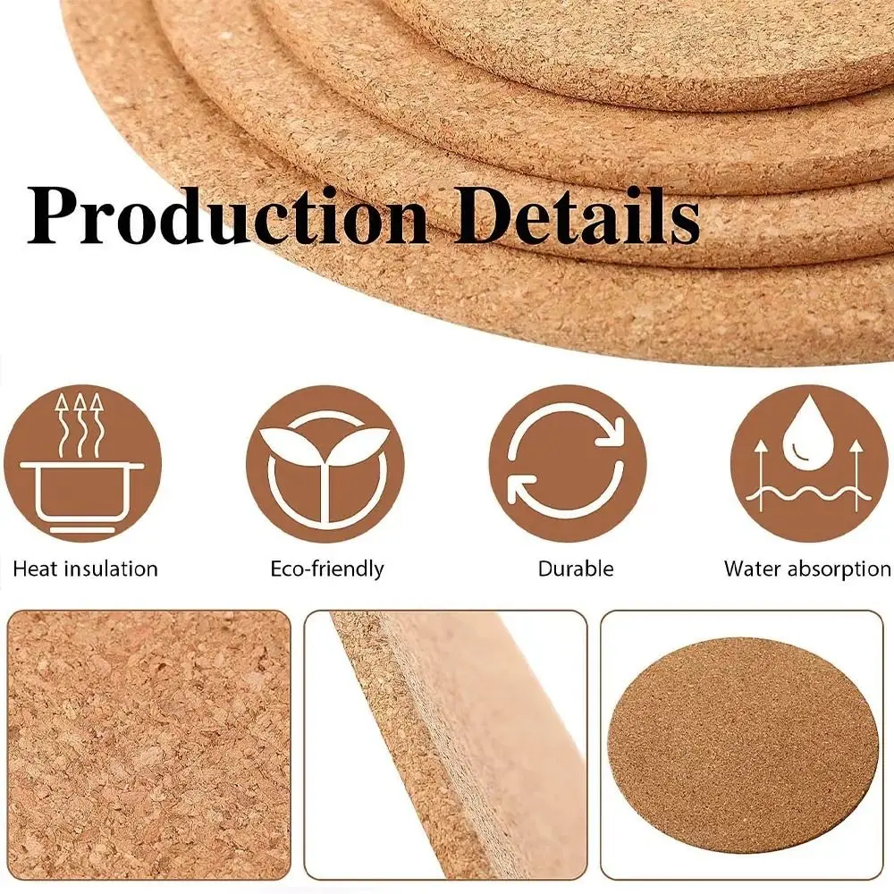 Wooden Coaster Cork Anti Slip Water Cup Mat Square Circular Heat-insulating Insulated Dining Table Mat