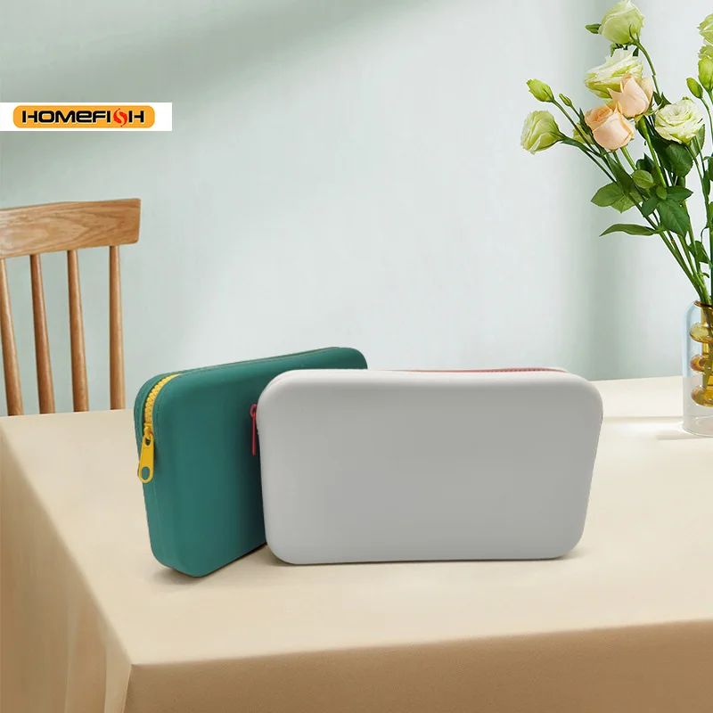 HOMEFISH Quadratische Kosmetiktasche mit großer Kapazität, multifunktionaler Aufbewahrungsorganizer für digitale Accessoires für Zuhause und Reisen