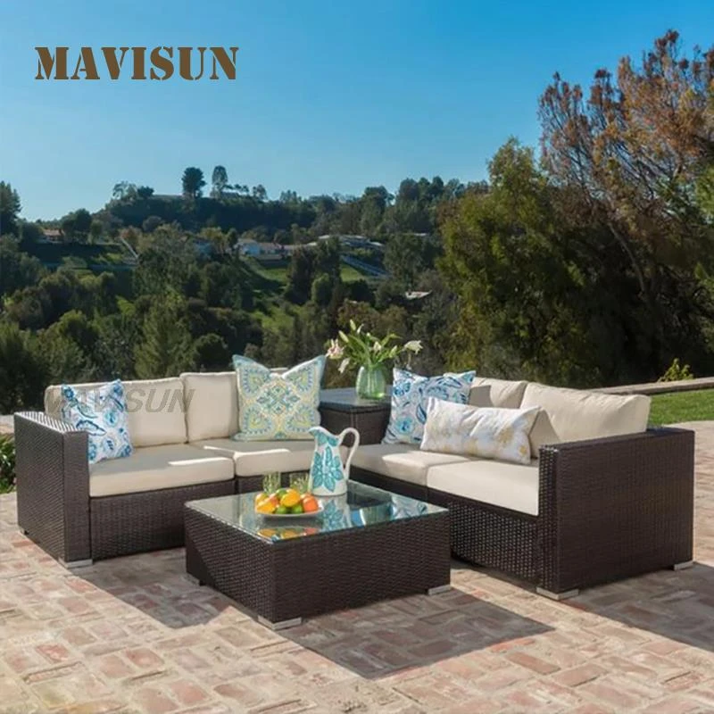 Conjunto de muebles exterior, sofá de mimbre con mesa de centro pequeña para balcón, Patio, jardín, silla de ocio|Sofás de - AliExpress