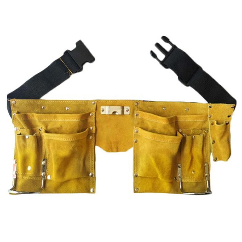 

1 Pieces Portable Toolkit Waist Pouch Belt Leather Tool Quick Release Buckle Carpenter Construction Tools Storage Bag